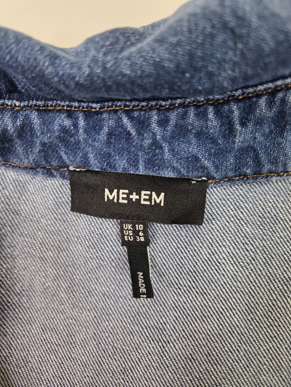 ME+EM Denim Swing Shirt Dress Blue Cotton Pockets A-Line Relaxed Size US 6 EU 38 - Picture 2 of 14